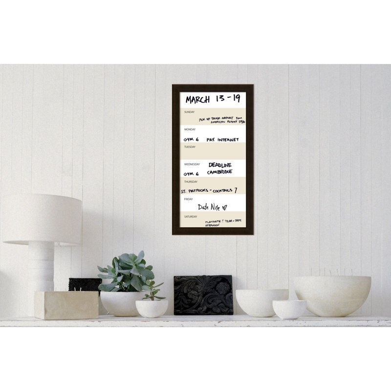 Latitude Run Coffee Vertical Beige Week Calendar Wall Mounted Dry Erase